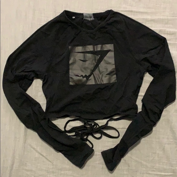 Gymshark LE Long Sleeve Ribbon Crop Top - Picture 1 of 3